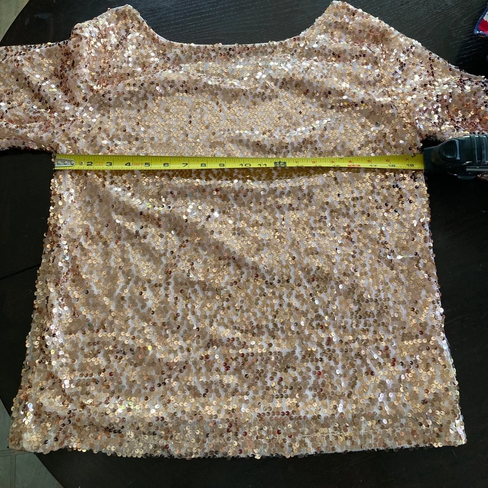 Rose Gold Sequin Women's Blouse - Sparkle Boatneck Top